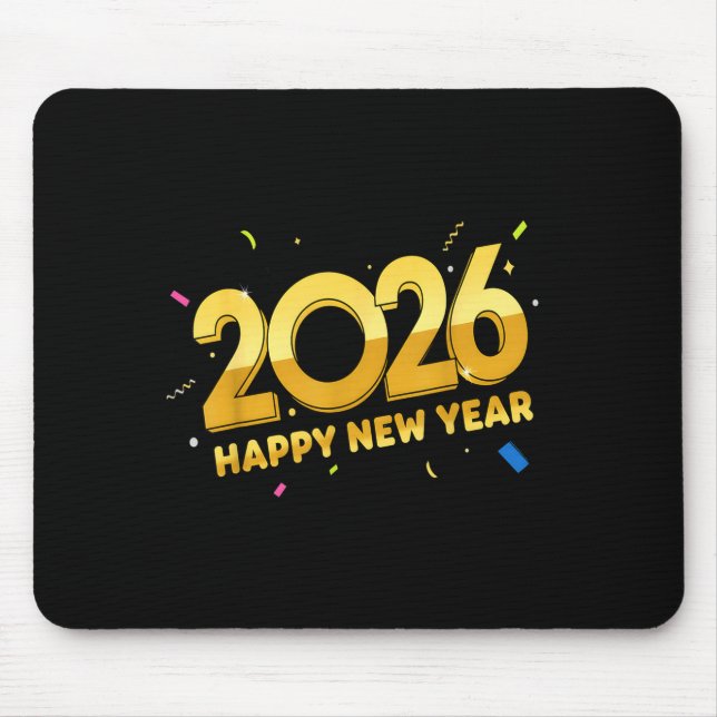 Happy New Year Party 2026 Ballon Family Matching M Mouse Mat (Front)