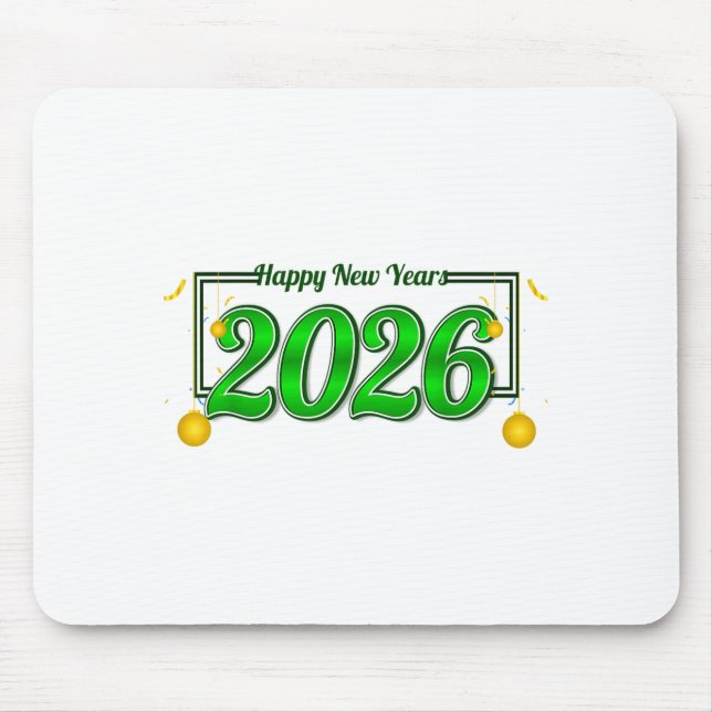 Happy New Year Party 2026 Ballon Family Matching M Mouse Mat (Front)