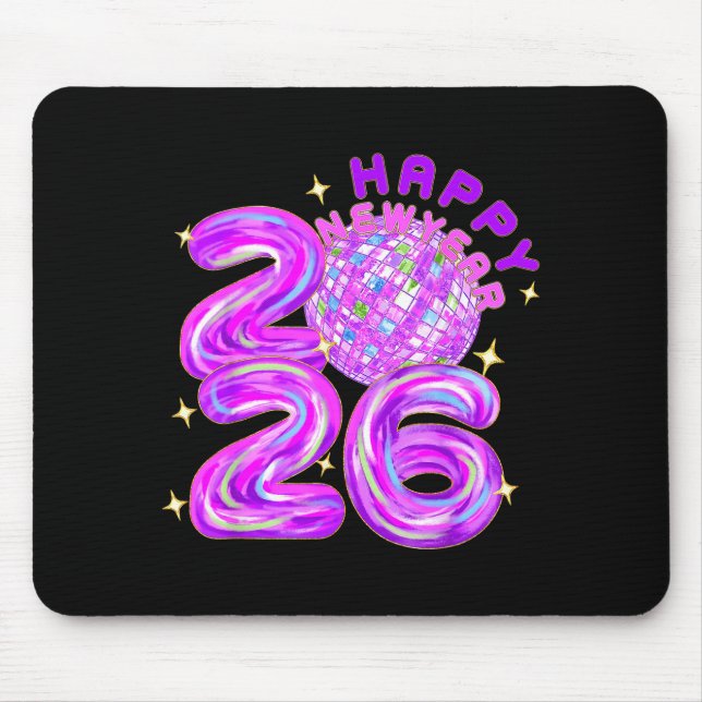 Happy New Year Party 2026 Ballon Family Matching M Mouse Mat (Front)