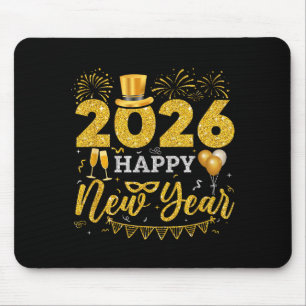 Happy New Year Party 2026 Ballon Family Matching M Mouse Mat