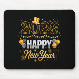Happy New Year Party 2026 Ballon Family Matching M Mouse Mat