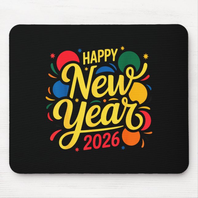 Happy New Year Party 2026 Ballon Family Matching M Mouse Mat (Front)