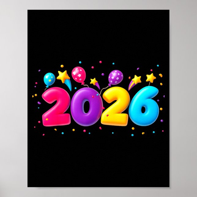 Happy New Year Party 2026 Ballon Family Matching M Poster (Front)