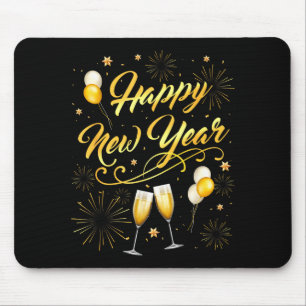 Happy New Year Party 2026 Ballon Family Matching Mouse Mat