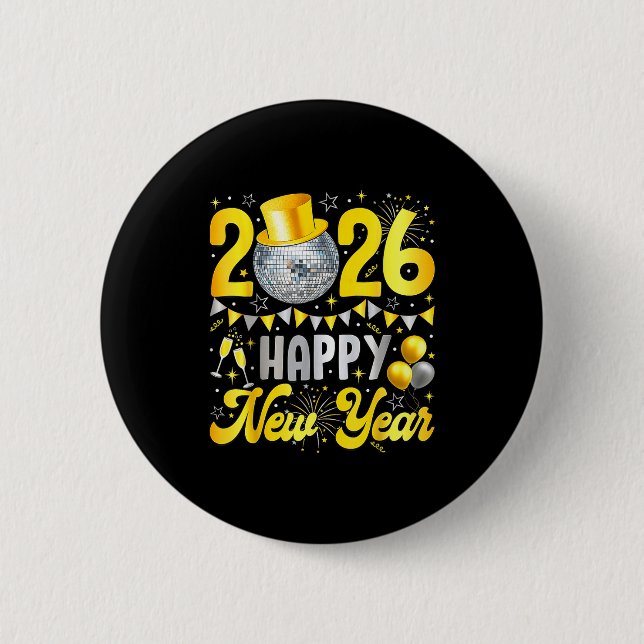 Happy New Year Party 2026 Balloon Family Matching  6 Cm Round Badge (Front)