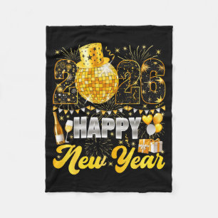 Happy New Year Party 2026 Balloon Family Matching Fleece Blanket