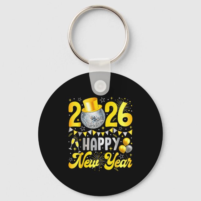 Happy New Year Party 2026 Balloon Family Matching  Key Ring (Front)