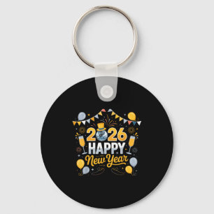Happy New Year Party 2026 Balloon Family Matching Key Ring