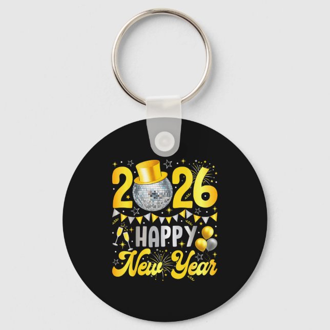 Happy New Year Party 2026 Balloon Family Matching  Key Ring (Front)
