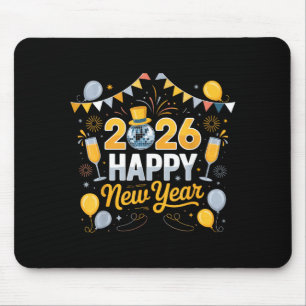 Happy New Year Party 2026 Balloon Family Matching Mouse Mat
