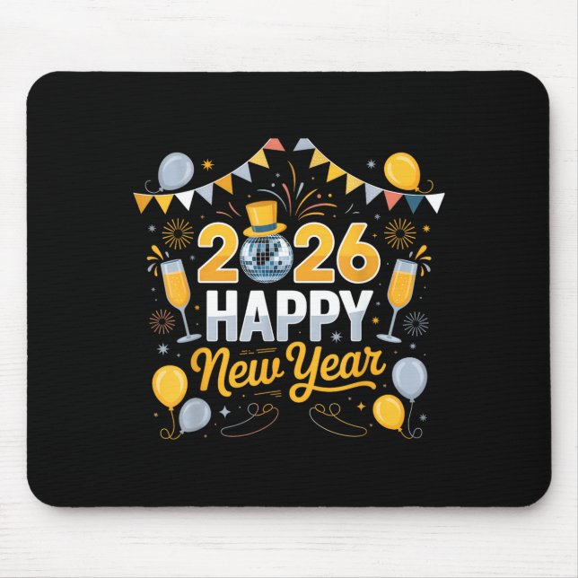Happy New Year Party 2026 Balloon Family Matching  Mouse Mat (Front)