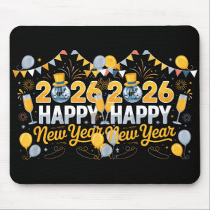 Happy New Year Party 2026 Balloon Family Matching Mouse Mat