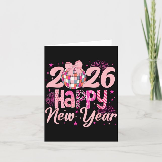 Happy New Year Party 2026 Disco Ball Family Matchi Card (Front)