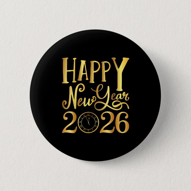 Happy New Year Party 2026 Family Matching  6 Cm Round Badge (Front)