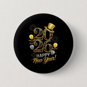 Happy New Year Party 2026 Family Matching Balloon  6 Cm Round Badge