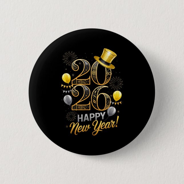 Happy New Year Party 2026 Family Matching Balloon  6 Cm Round Badge (Front)