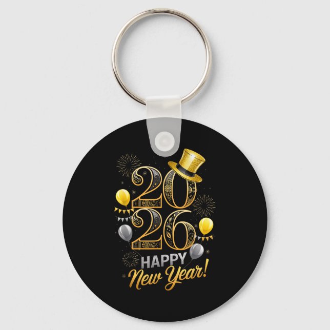 Happy New Year Party 2026 Family Matching Balloon  Key Ring (Front)
