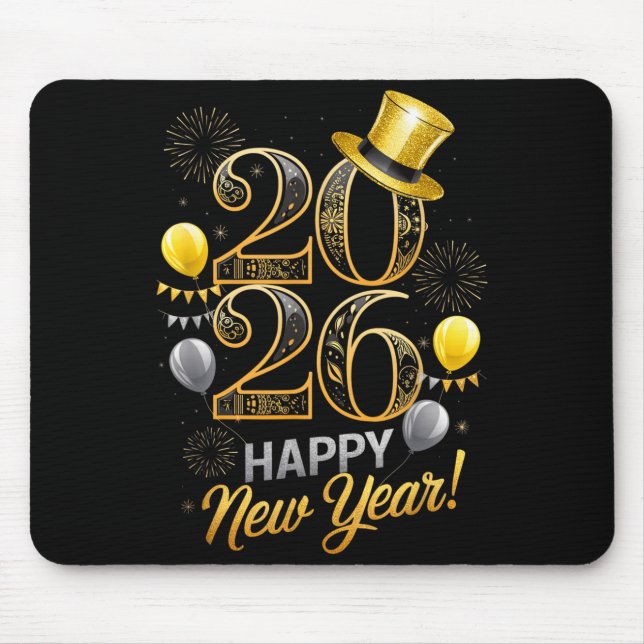Happy New Year Party 2026 Family Matching Balloon  Mouse Mat (Front)