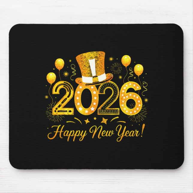 Happy New Year Party 2026 Fireworks Family Matchin Mouse Mat (Front)