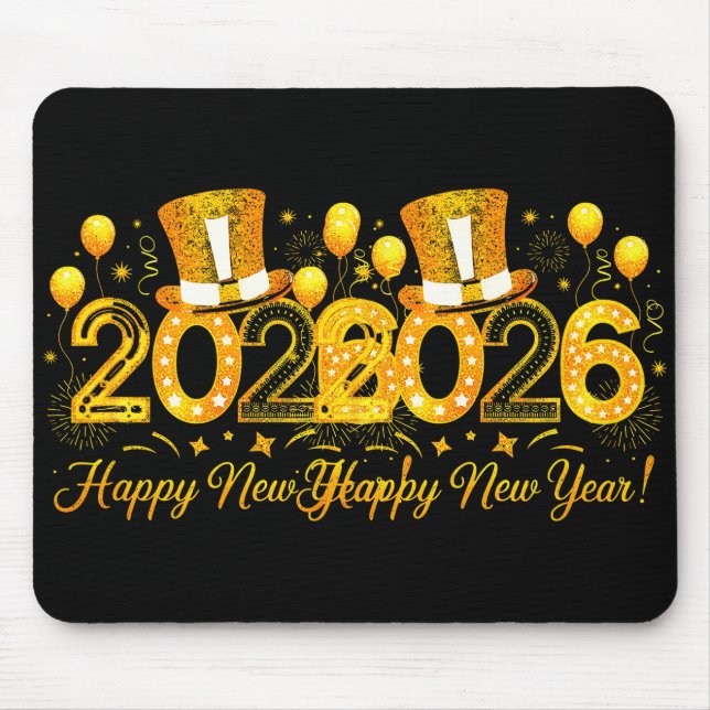 Happy New Year Party 2026 Fireworks Family Matchin Mouse Mat (Front)