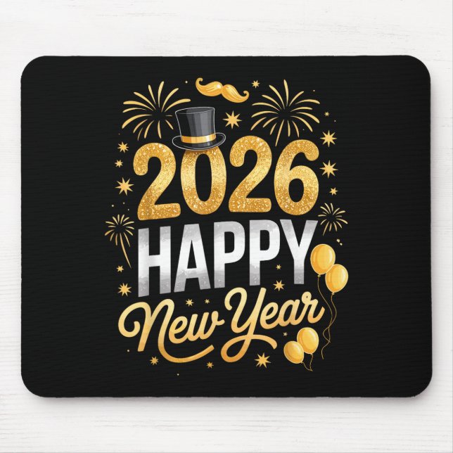 Happy New Year Party 2026 Fireworks Family Matchin Mouse Mat (Front)