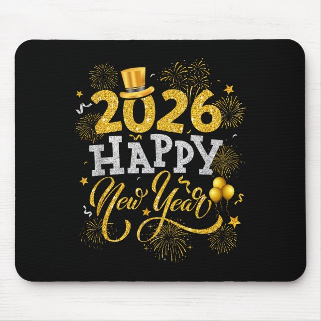 Happy New Year Party 2026 Fireworks Family Matchin Mouse Mat (Front)