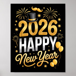Happy New Year Party 2026 Fireworks Family Matchin Poster