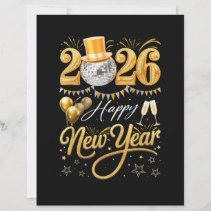 Happy New Year Party 2026 Funny Balloon Family Mat
