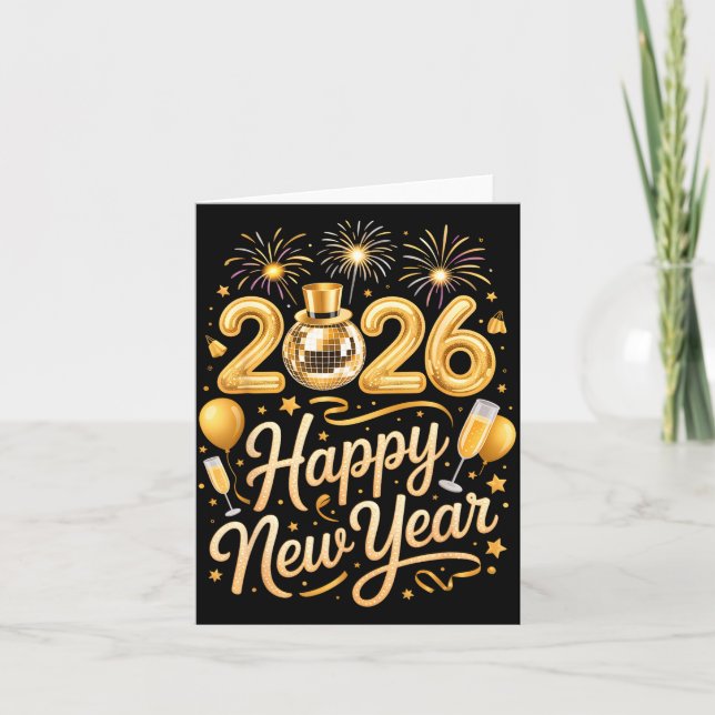 Happy New Year Party 2026 Funny Balloon Family Mat Card (Front)