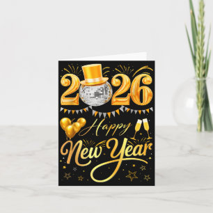 Happy New Year Party 2026 Funny Balloon Family Mat Card