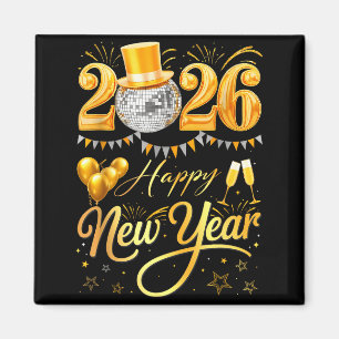 Happy New Year Party 2026 Funny Balloon Family Mat Magnet