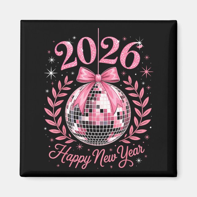 Happy New Year Party 2026 Funny Balloon Family Mat Magnet (Front)
