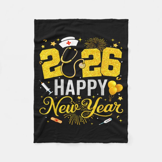 Happy New Year Party 2026 Nurse Family Matching Me Fleece Blanket (Front)