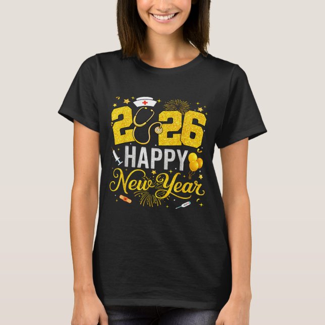 Happy New Year Party 2026 Nurse Family Matching Me T-Shirt (Front)