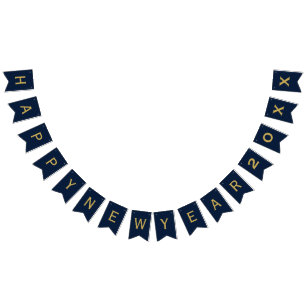 Happy New Year Party 2027 Navy Blue Gold Bunting