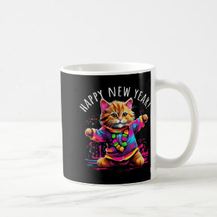 Happy New Year Party Dancing Cat Design  Coffee Mug