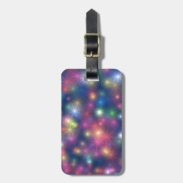 Happy New Year Party Glitter Stars Luggage Tag (Front Vertical)