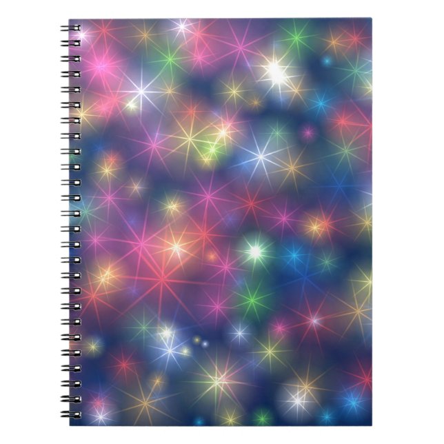 Happy New Year Party Glitter Stars Notebook (Front)