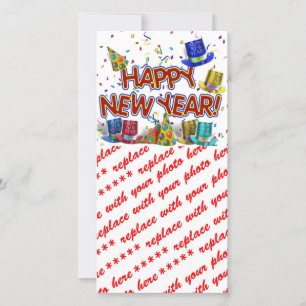 Happy New Year Party Hats Holiday Card