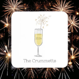 Happy New Year Party Holiday Champagne Custom Coaster