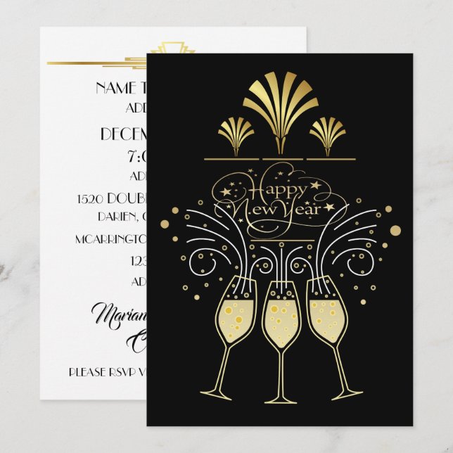 Happy New Year Party Invitation (Front/Back)