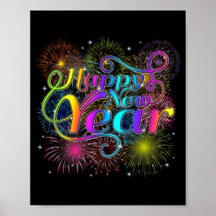Happy New Year Party New Years Eve 2026 Fireworks Poster