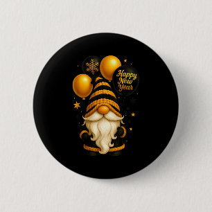 Happy New Year Party New Years Eve 2026 Gnome Love 6 Cm Round Badge