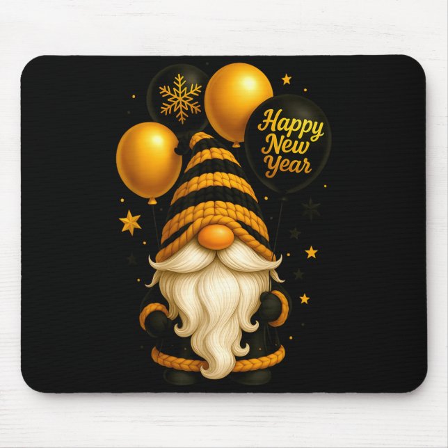 Happy New Year Party New Years Eve 2026 Gnome Love Mouse Mat (Front)