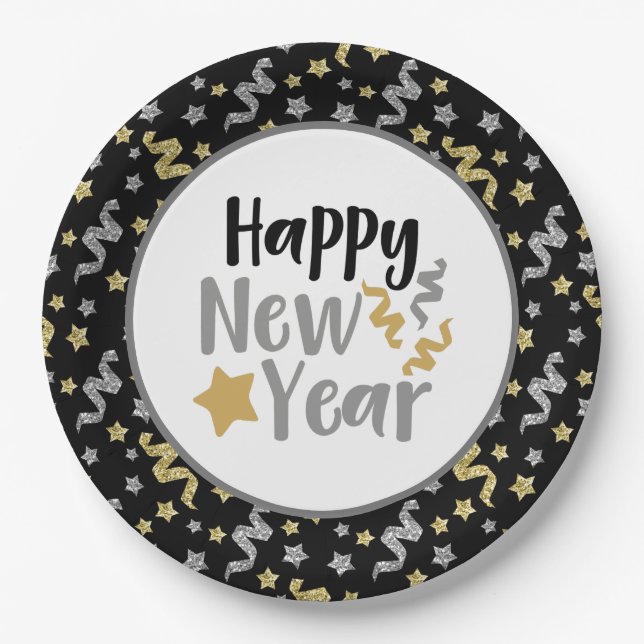 Happy New Year party Paper Plate (Front)