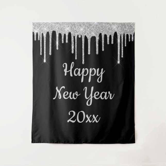 Happy New Year Party Photo Booth Backdrop 2026 Tapestry (Front)