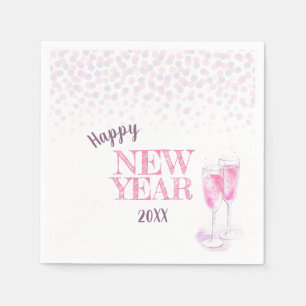 Happy New Year party pink champagne Napkin