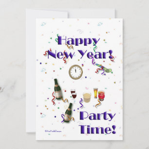 Happy New Year- Party Time!-Festive Celebration Invitation