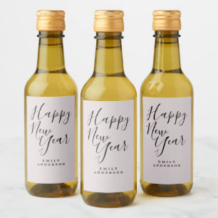 Happy New Year Pastel Purple Personalised Party Wine Label