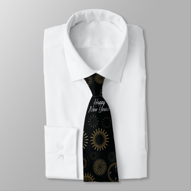 Happy New Year Pattern - Tie (Tied)